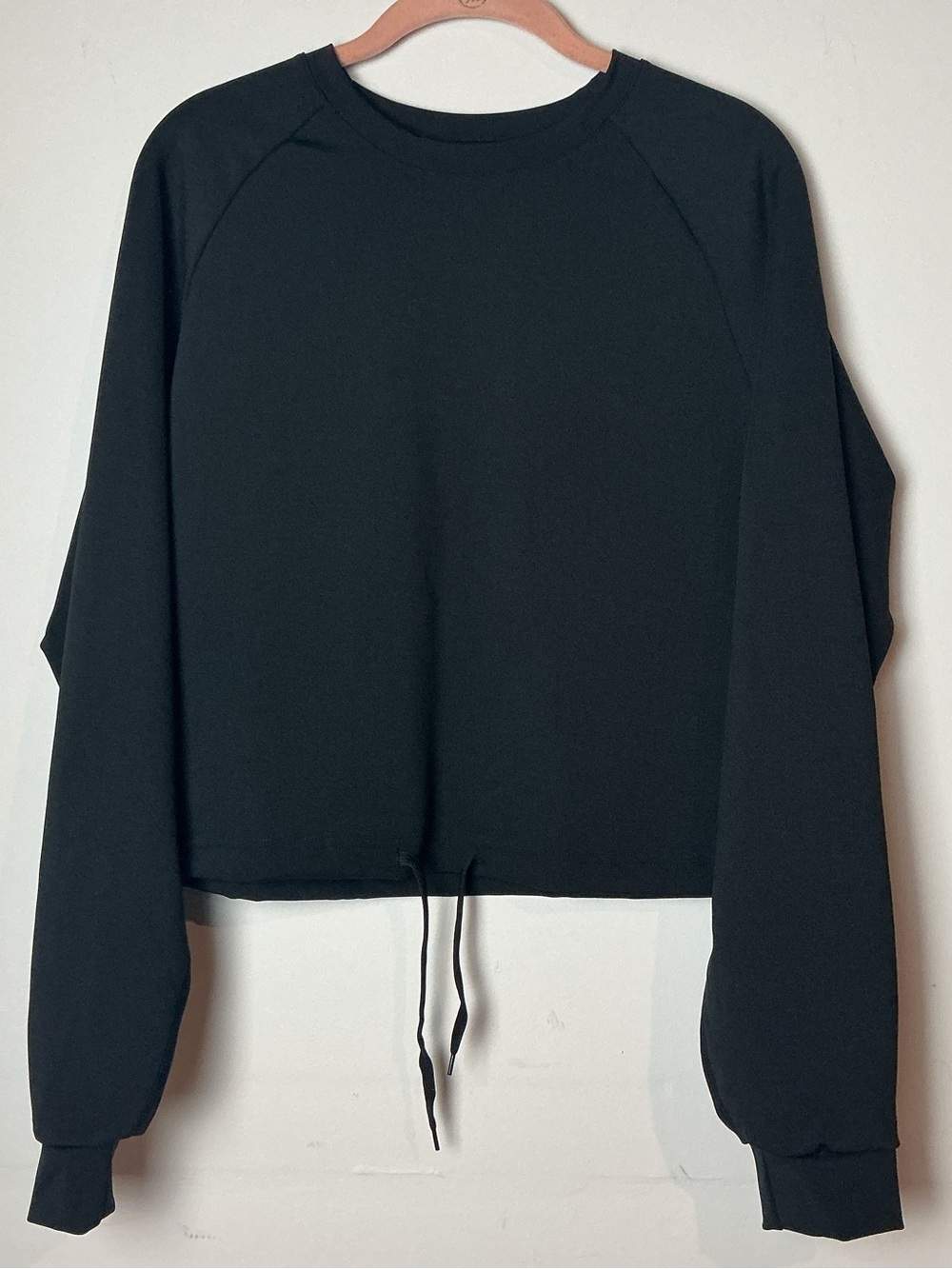 POP Fit Black Pullover Sweatshirt Crew Neck Drawstring Size S